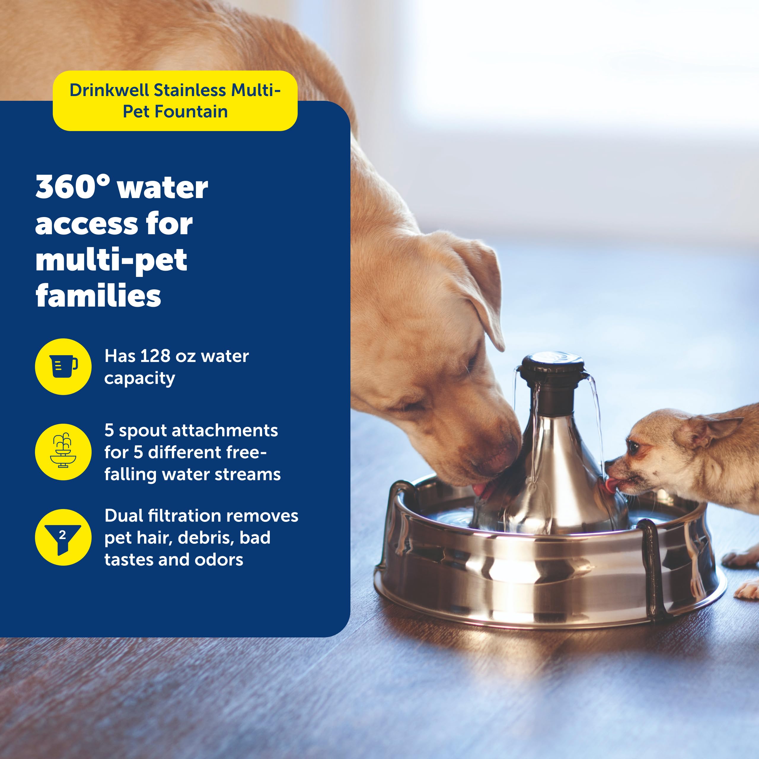 Petsafe Drinkwell 360, acceso de 360 grados para beber desde cualquier lado.