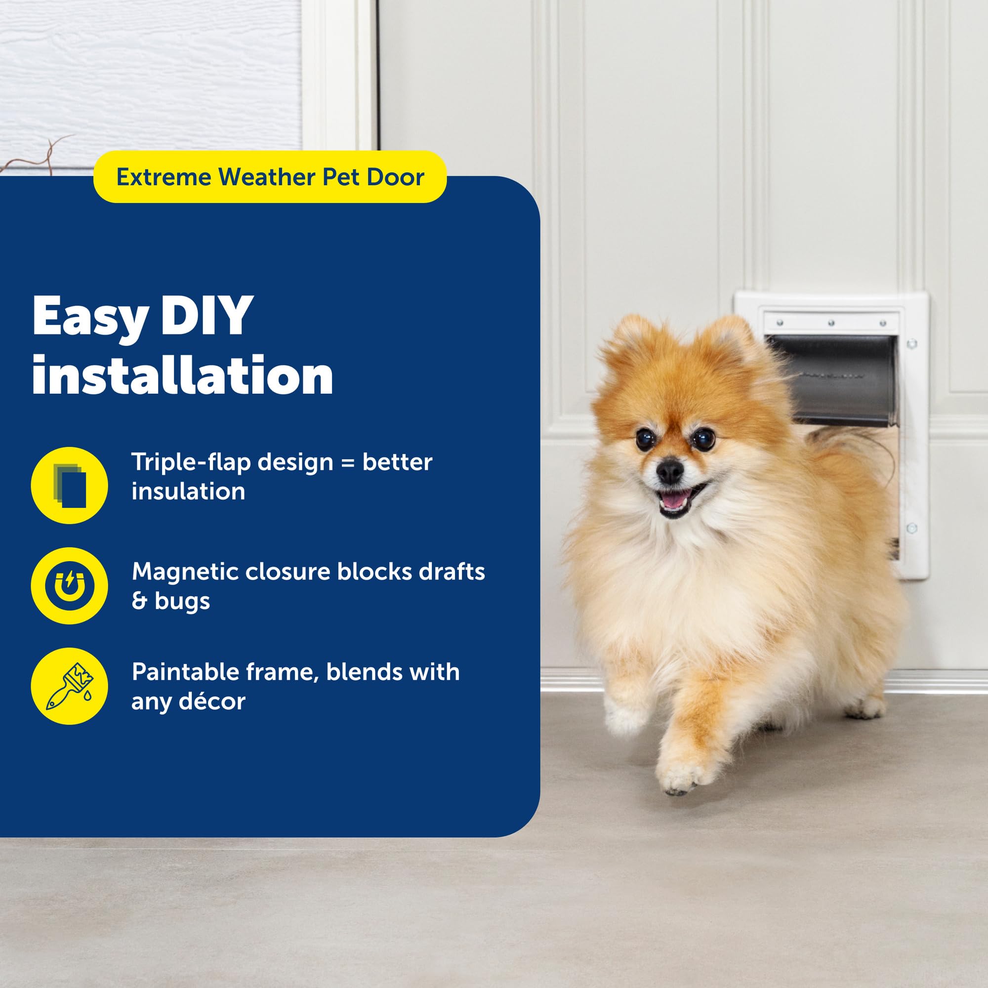 PetSafe Puerta con tres pestañas aislantes para clima variable.