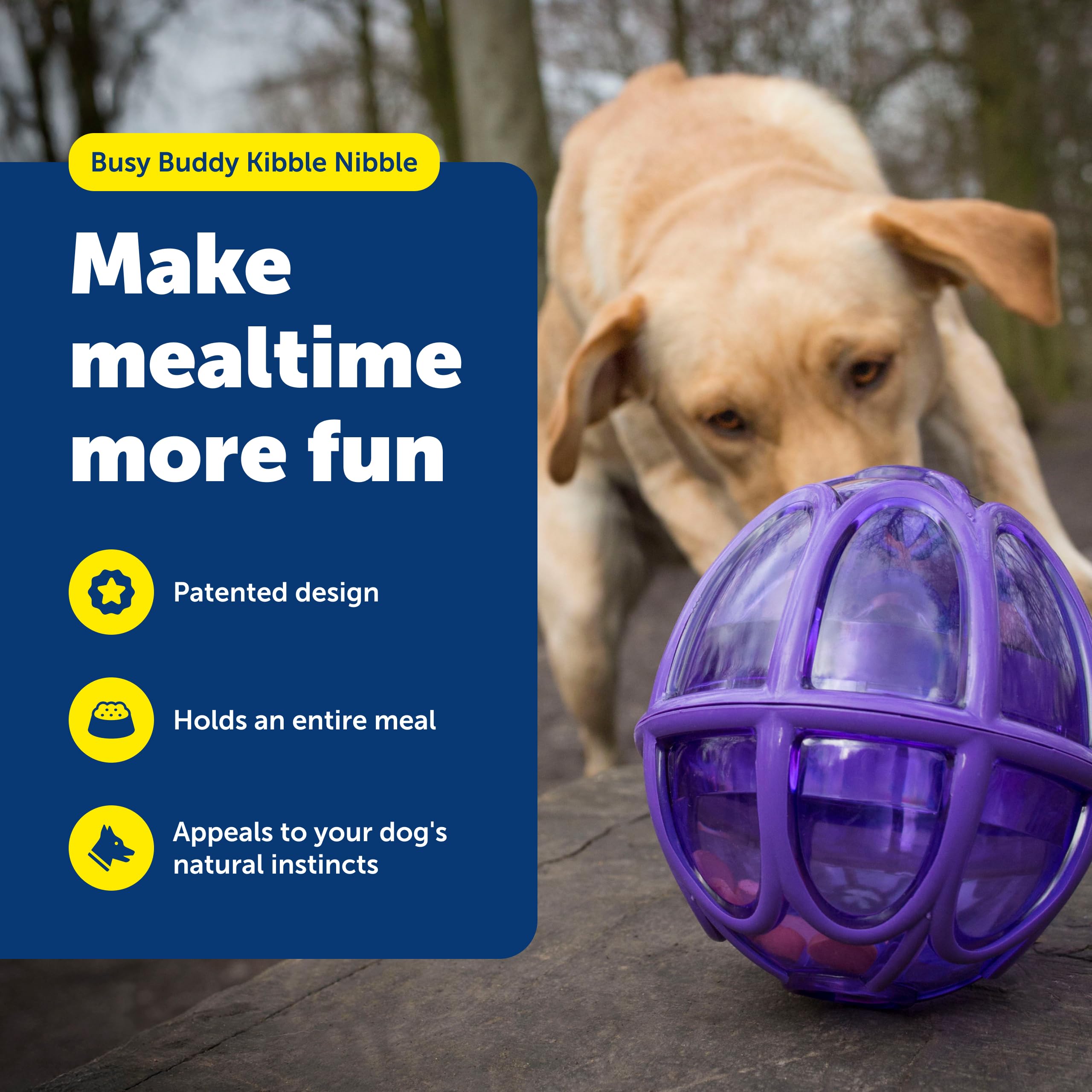 Medidor patentado de golosinas de PetSafe que entrega premios aleatorios durante el juego.
