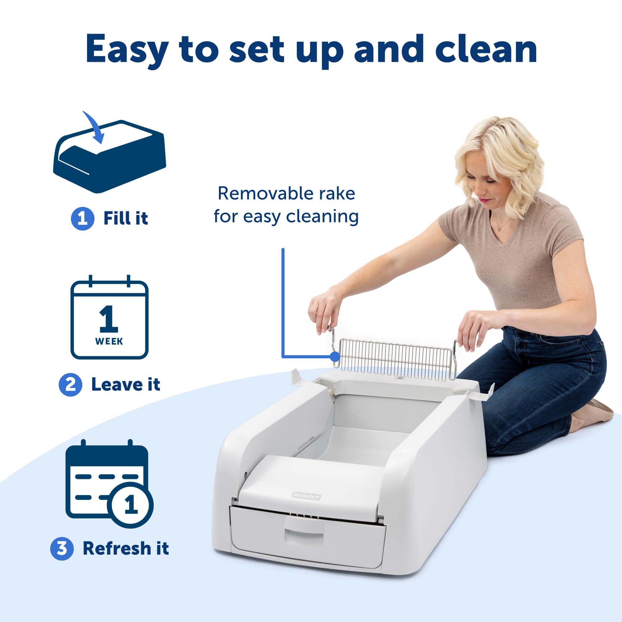 PetSafe ScoopFree: contenedor de residuos cerrado para vaciar sin olores.