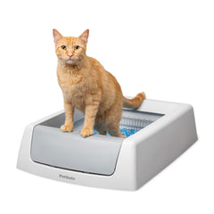 PetSafe ScoopFree Crystal Classic: caja automática vista frontal, limpieza sin esfuerzo
