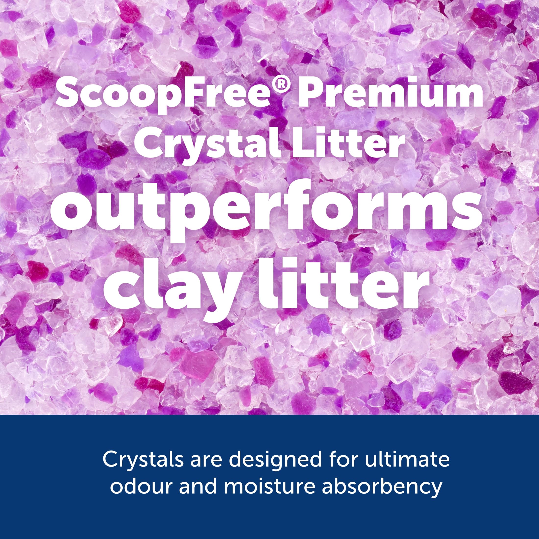 PetSafe ScoopFree Premium Crystal Litter cristales absorbentes en primer plano para control de olores