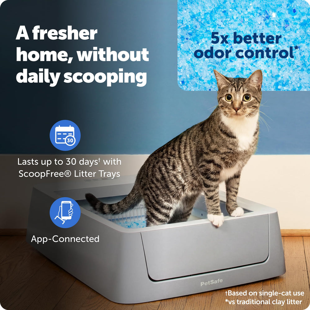 PetSafe ScoopFree Crystal: sensores de movimiento y contador de salud para monitorear uso