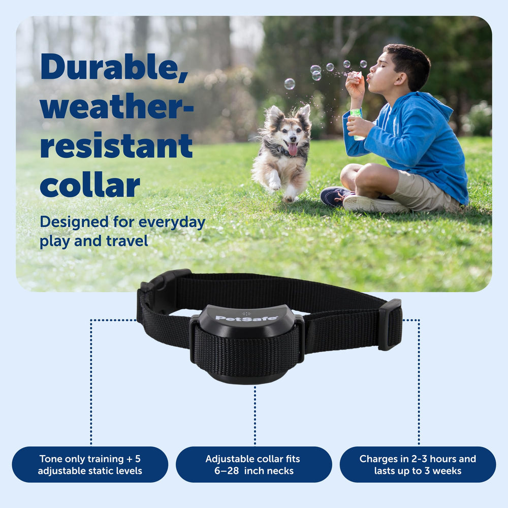 PetSafe Stay and Play: pantalla LCD que muestra el tamaño de la zona de juego