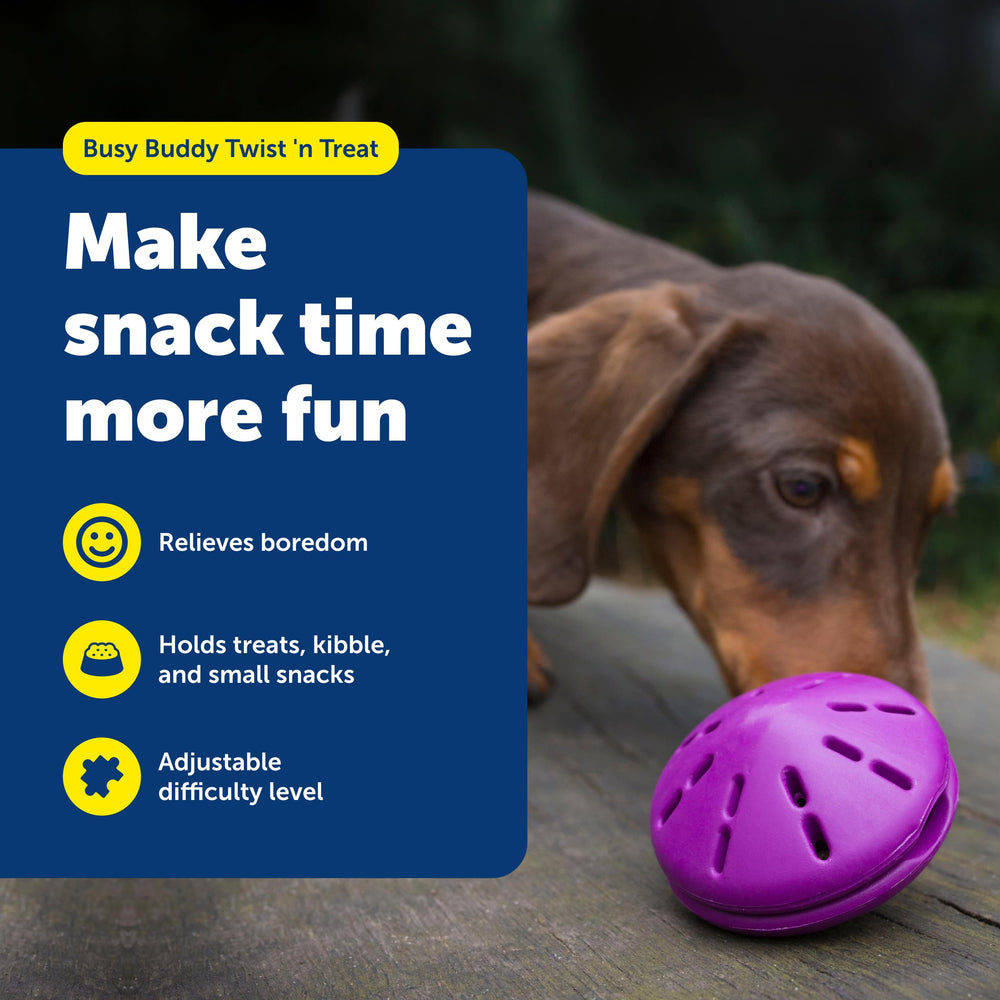 PetSafe Twist'n Treat: dispensador ajustable para premios que ralentiza la ingesta.