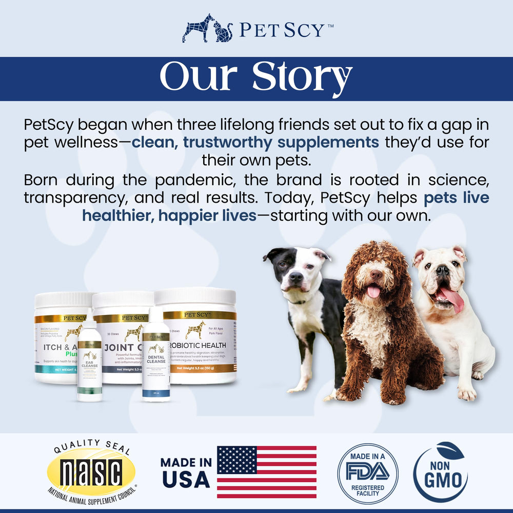 PetScy gominas probióticas con sabor a cerdo, premio sabroso para perros.