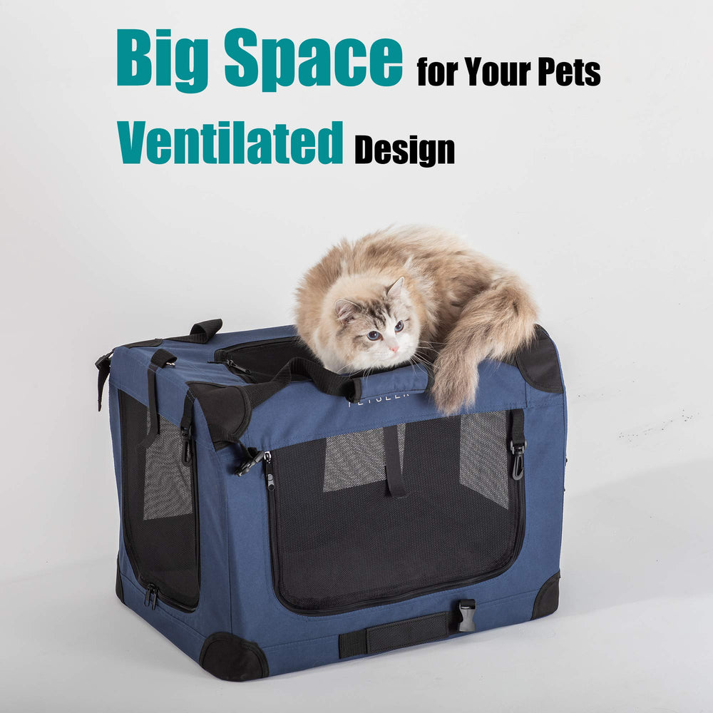Petseek transportín con estructura de acero interior plegable para estabilidad