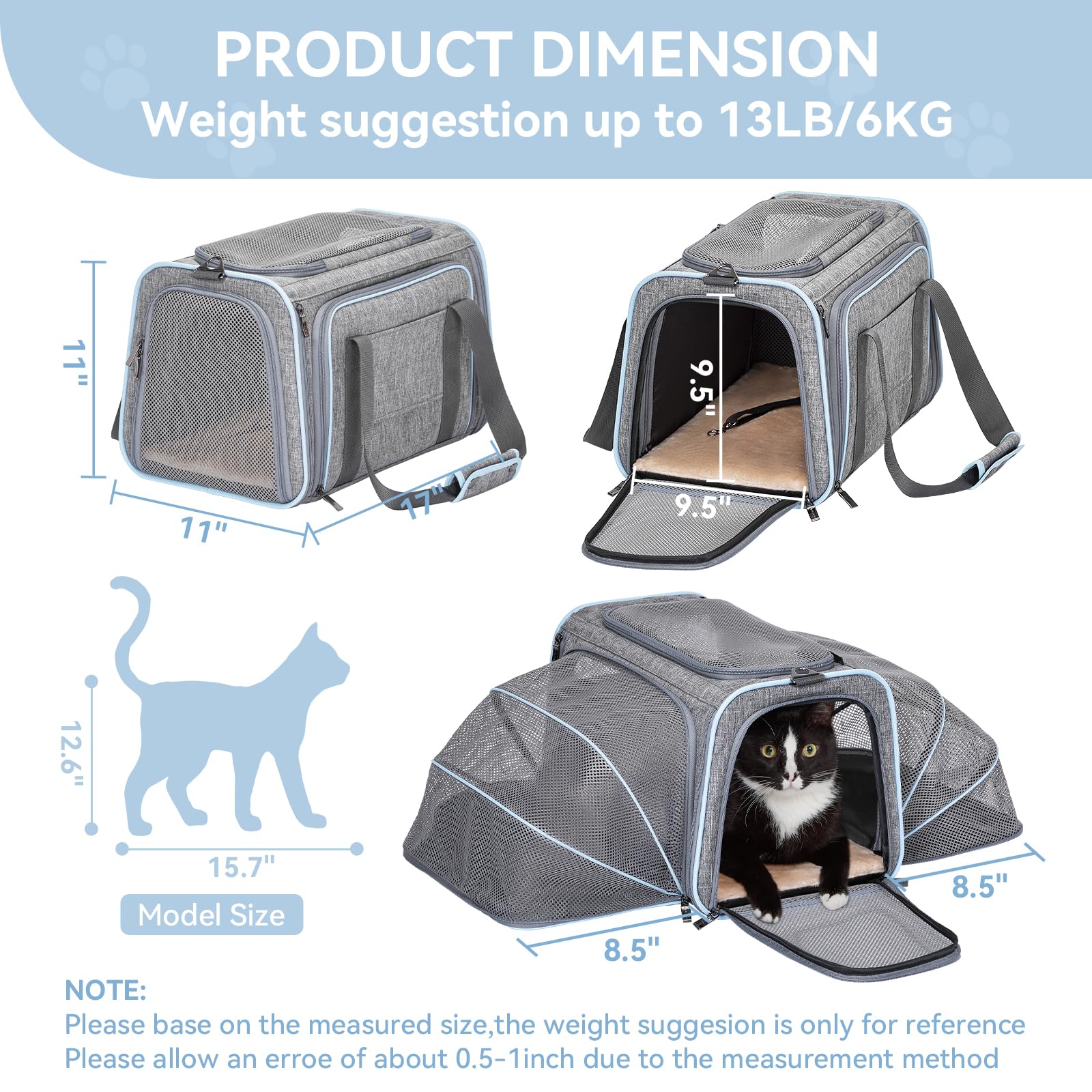 Espacio expandido en Petsfit para que la mascota se estire durante el viaje.