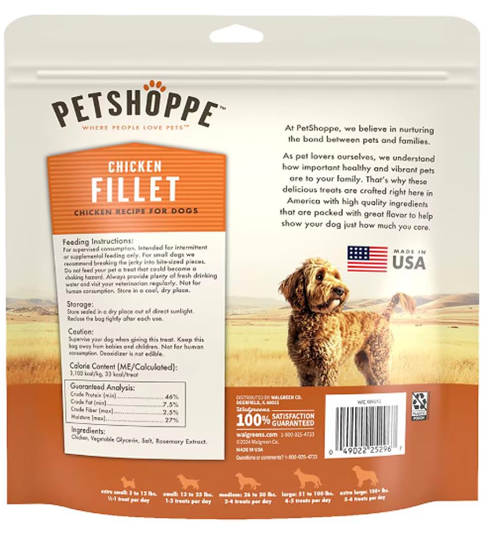 PetShoppe Premium Chicken Fillet, textura jugosa para un snack sabroso y saludable.