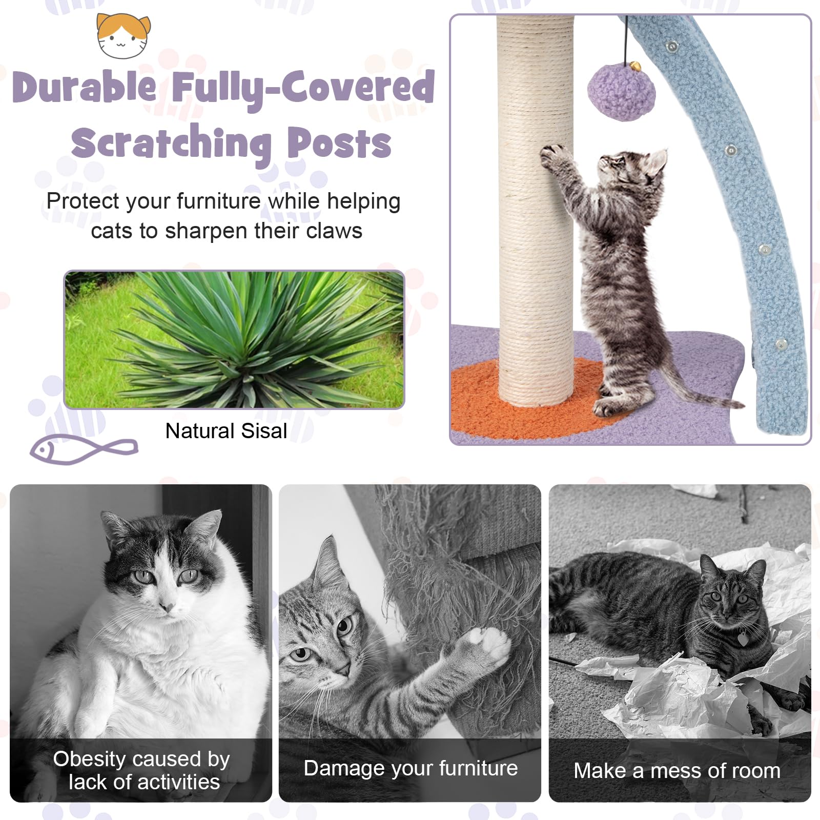 PETSITE arbol-gato-pequeno-bola-sonante: entretenimiento continuo para gatos activos.