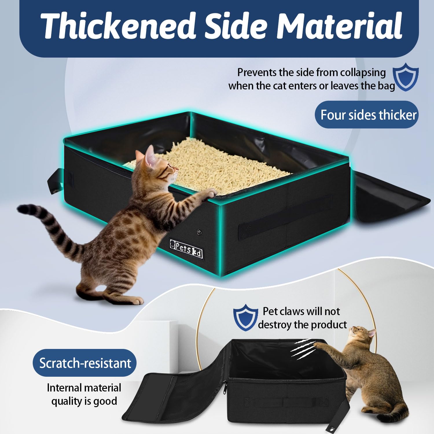 Petskd caja portatil para gatos con tapa previene desbordes de arena.
