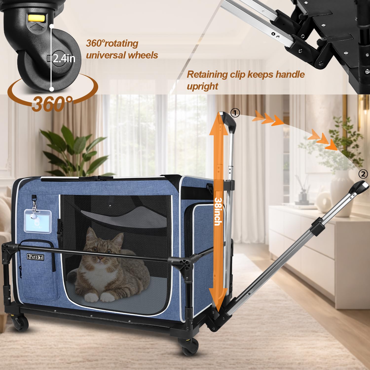 Petskd-portador-gato-caja-arena-con-tapa para viajes limpios