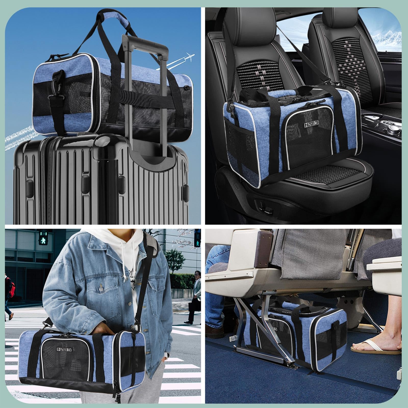 Petskd bolsa azul, estilo suave para viaje diario.