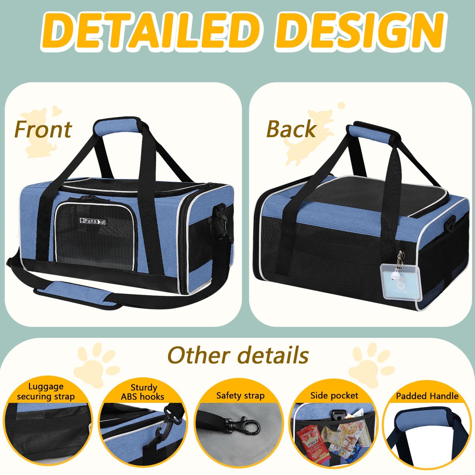 Petskd cabina apta para perros y gatos pequeños, viaje cómodo.