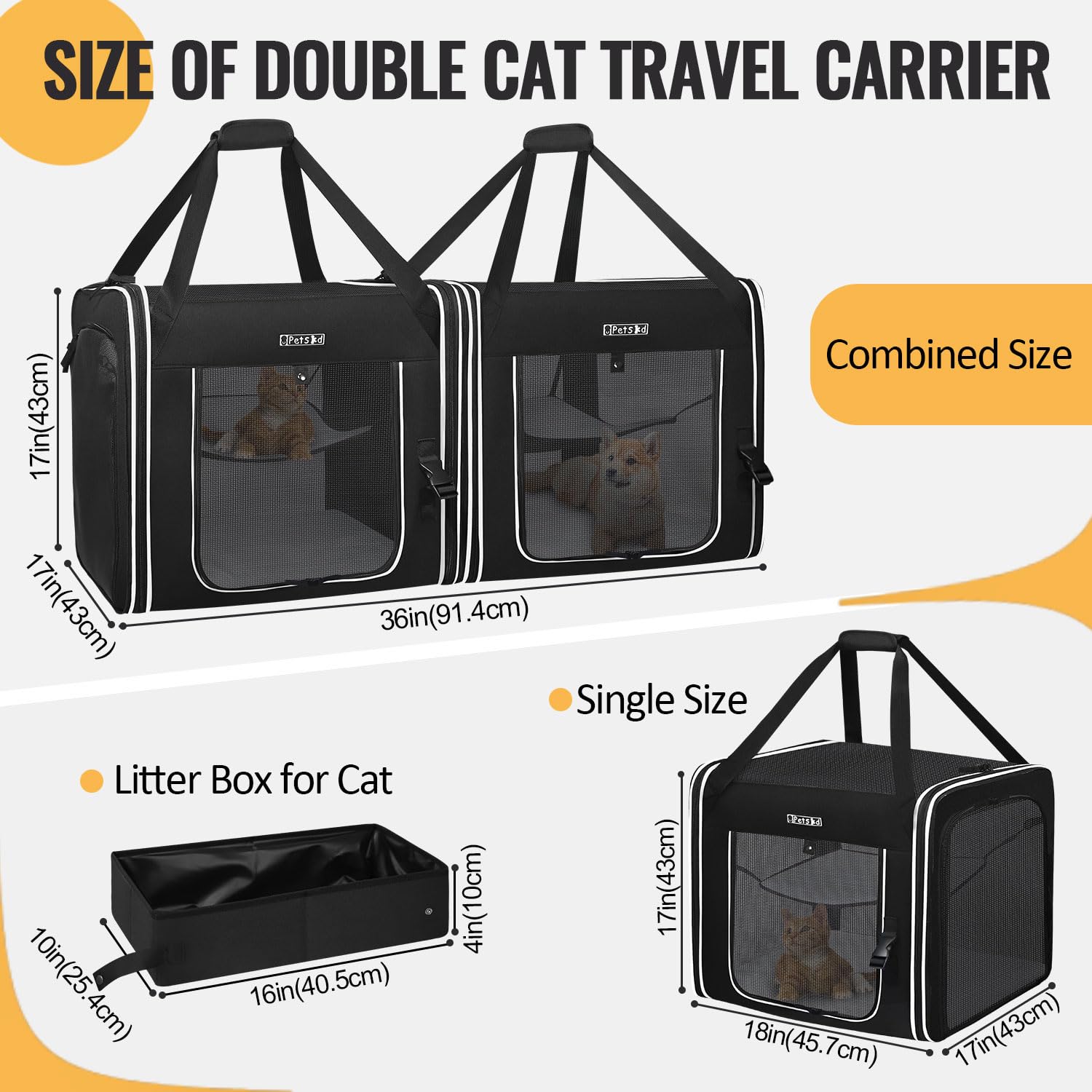 Petskd transportín doble, interior con malla para buena ventilación
