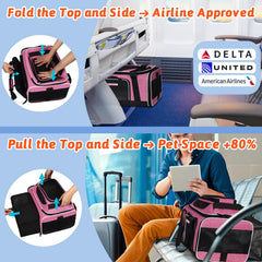 Petskd transportín para aviones, tamaño compatible con cabina para viajes cómodos.