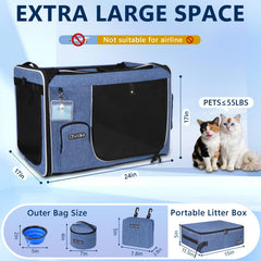 Petskd transportín XL para gato con cinturón de seguridad, viaje más seguro en coche