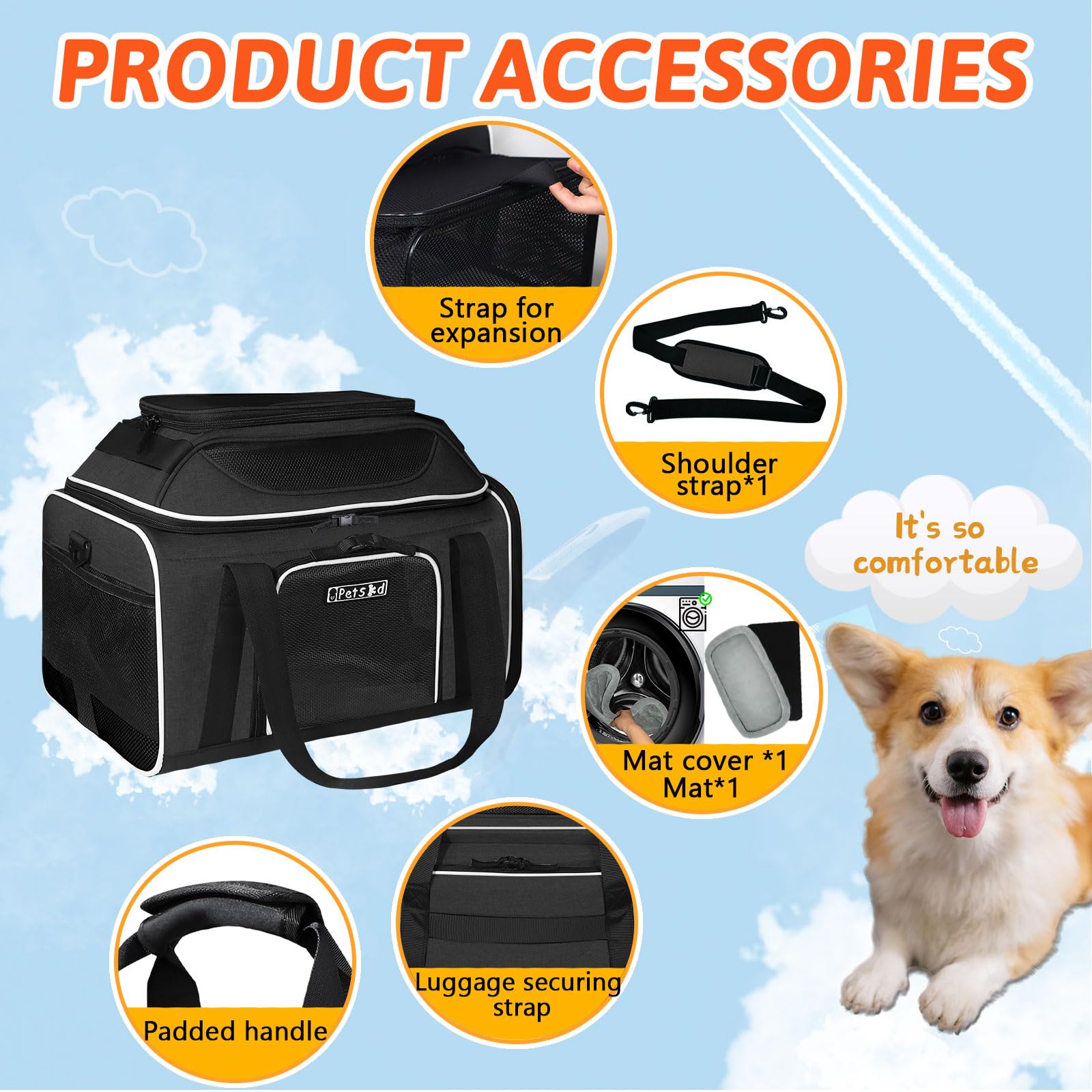 Petskd uso bajo asiento: ideal para volar con mascotas pequeñas