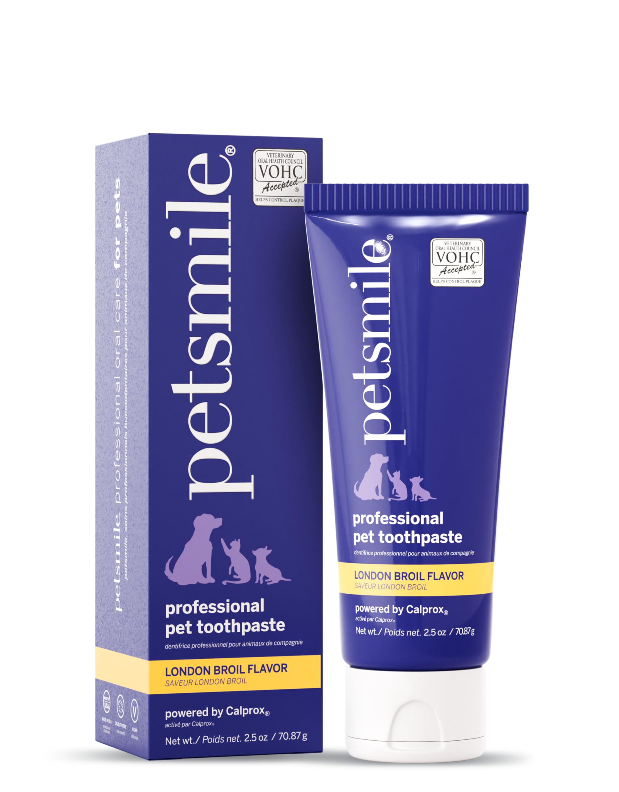 Pasta dental Petsmile profesional en tubo de 2,5 oz para mascotas, aliento fresco.