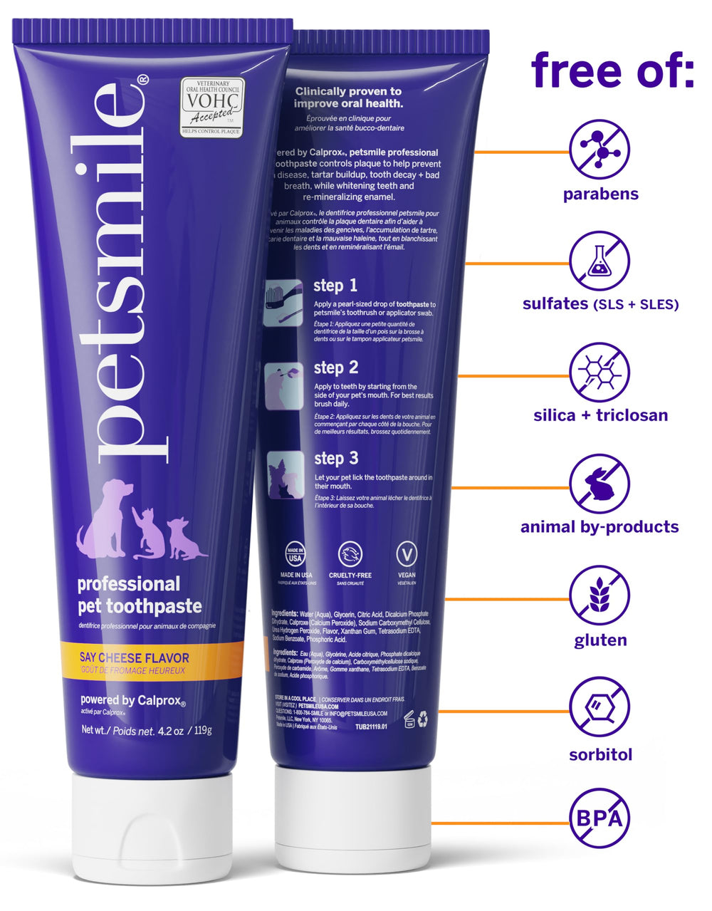 petsmile fórmula Calprox limpiando suavemente la película proteica.