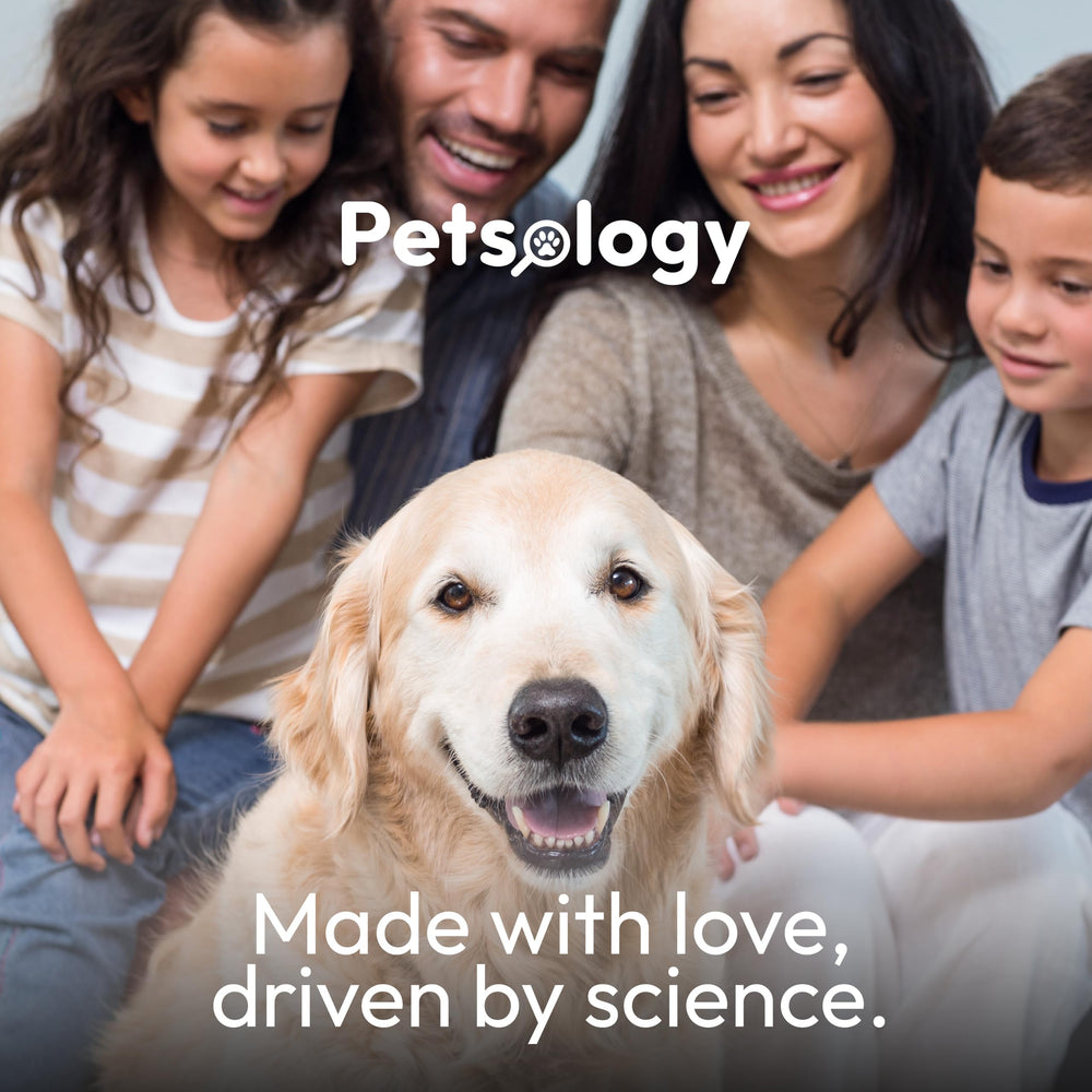 Petsology ingredientes naturales para perros, apoyo suave a la relajación diaria.