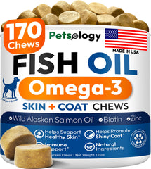 Petsology Omega 3 para perros, piel saludable y pelaje suave gracias al aceite de salmón.