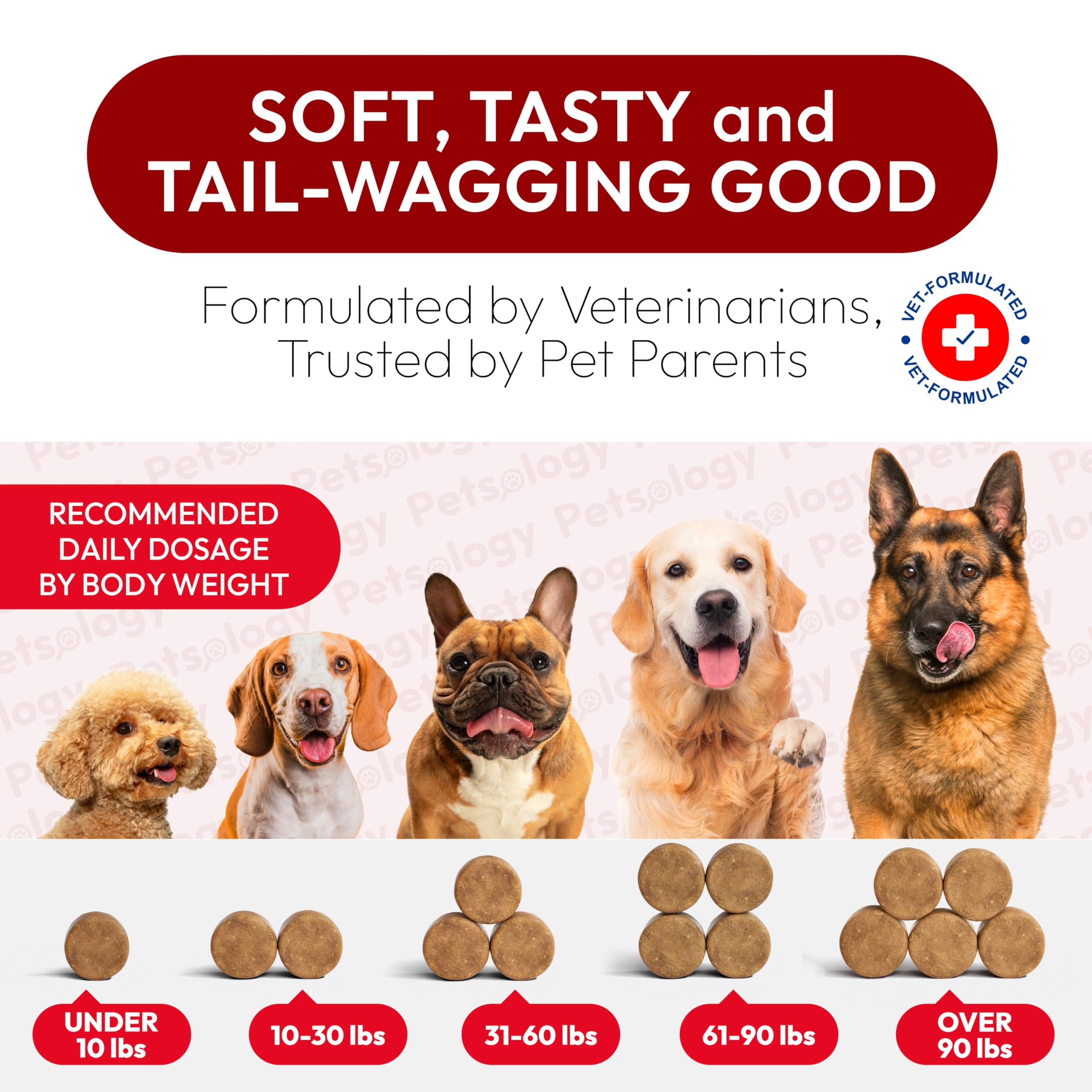 Premio diario de salud para perros de la marca Petsology.