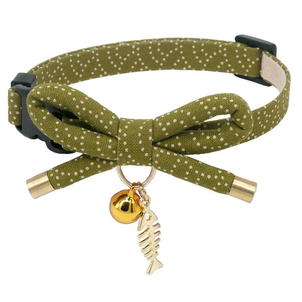 PetSoKoo collar para gato con lazo y campana verde, suave y cómodo para gatitos.