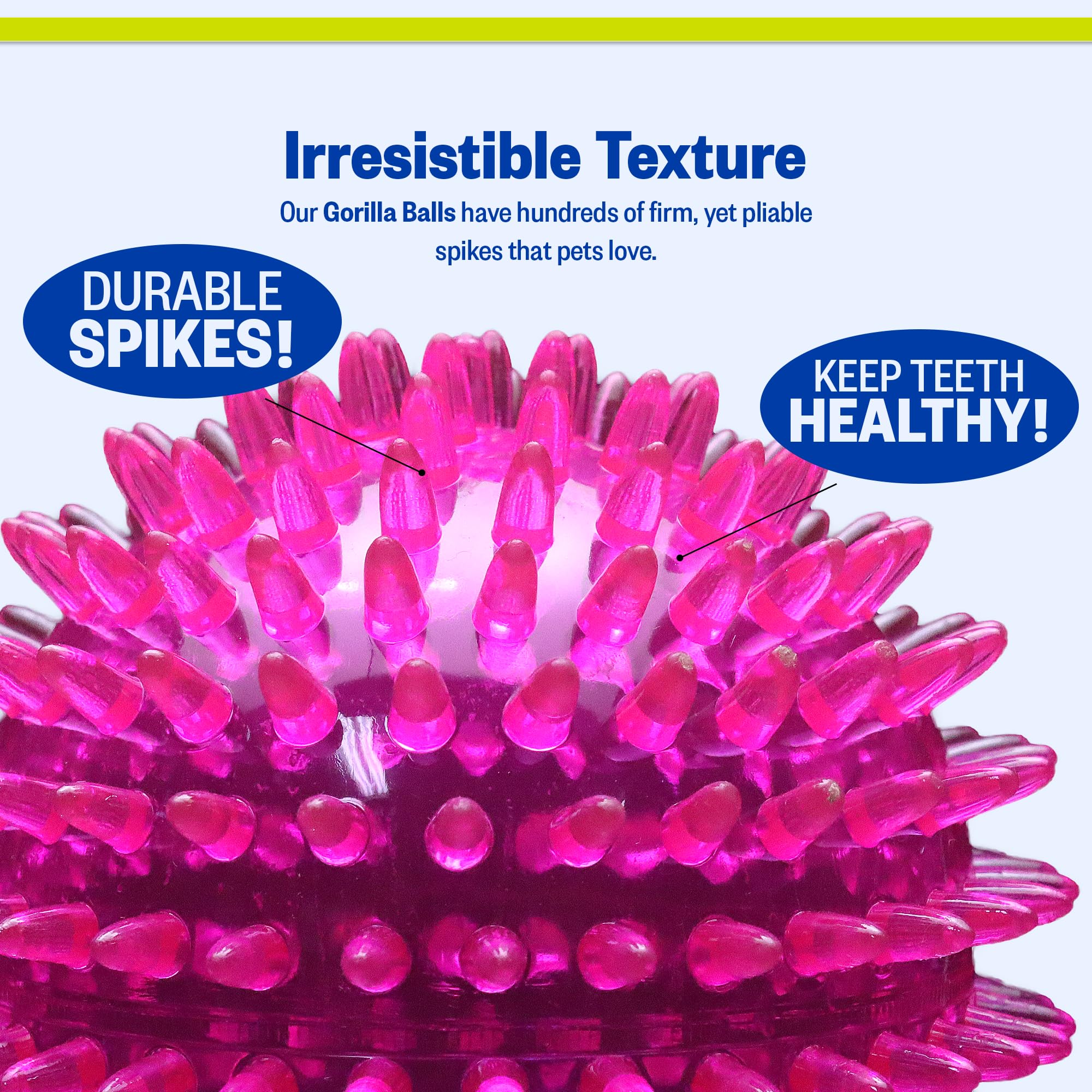 Textura espinosa del Gorilla Spiky Ball estimula sensorialmente durante el juego.