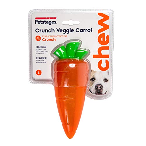 Zanahoria Crunch Veggies de Petstages con núcleo duradero para juego prolongado.