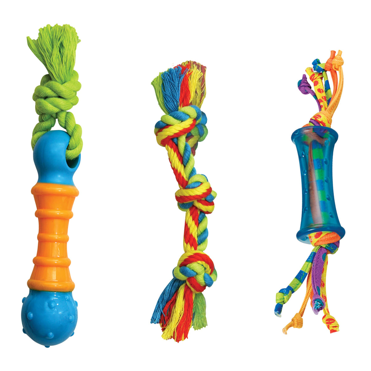 Petstages Orka Mini: trío de juguetes masticables para perros pequeños, ideal para juego y limpieza suave