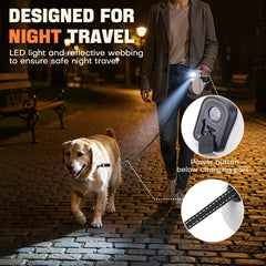 PETSWEET correa retráctil con cinta reflectante para mayor visibilidad nocturna.
