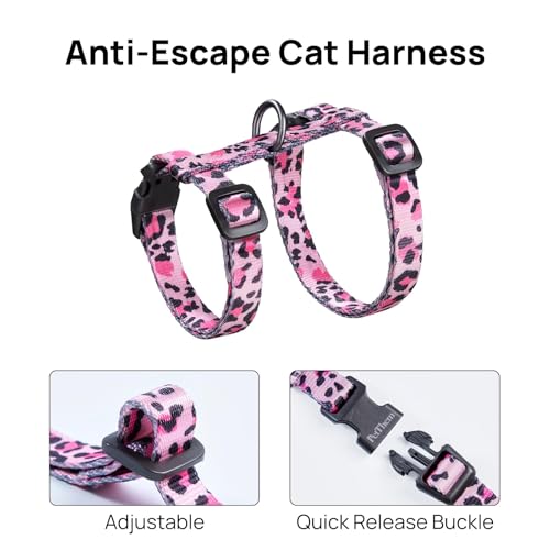 Harnais PetThem rose ajustable pour toutes les tailles de chat.