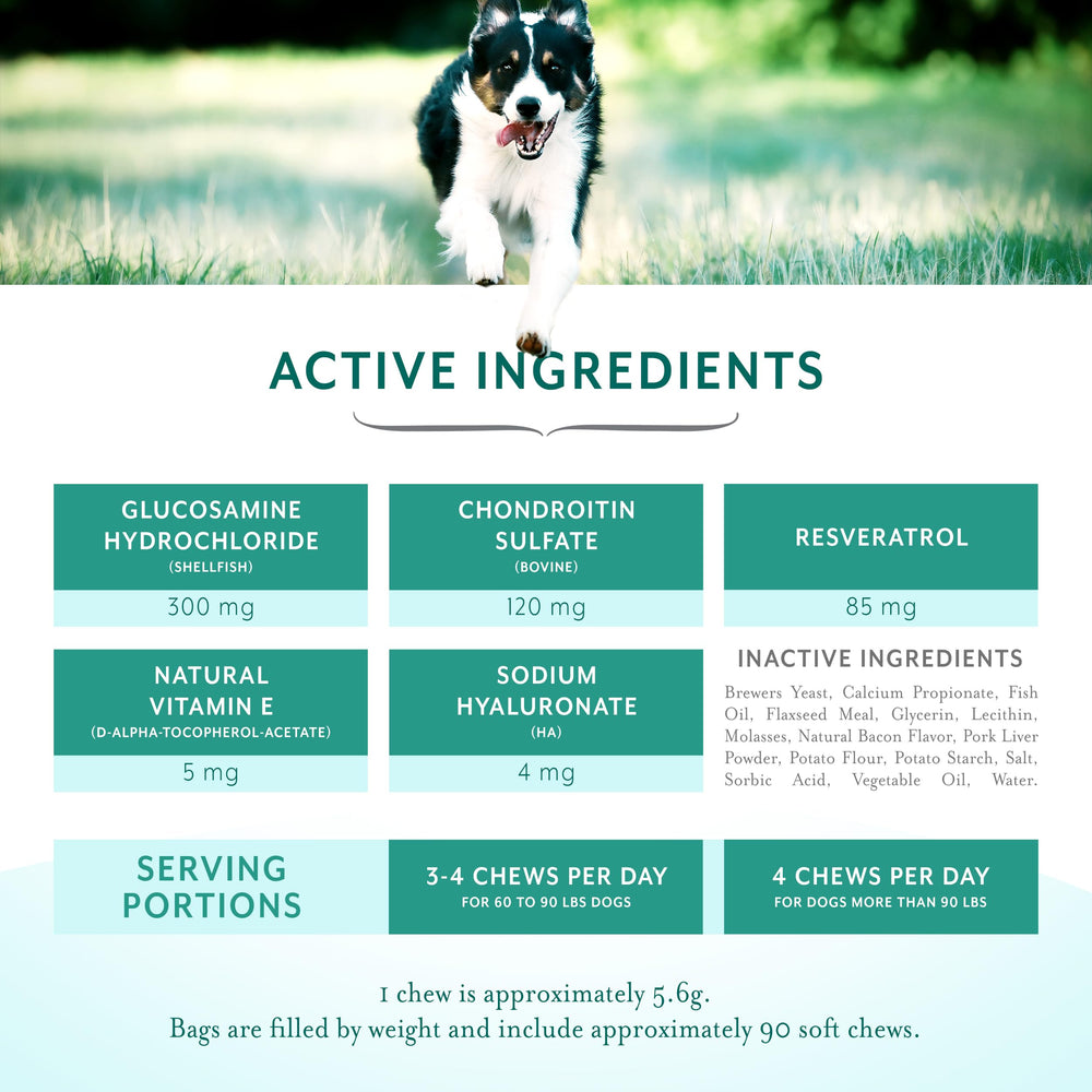 PetThrive resveratrol, ingrediente antioxidante para bienestar articular.