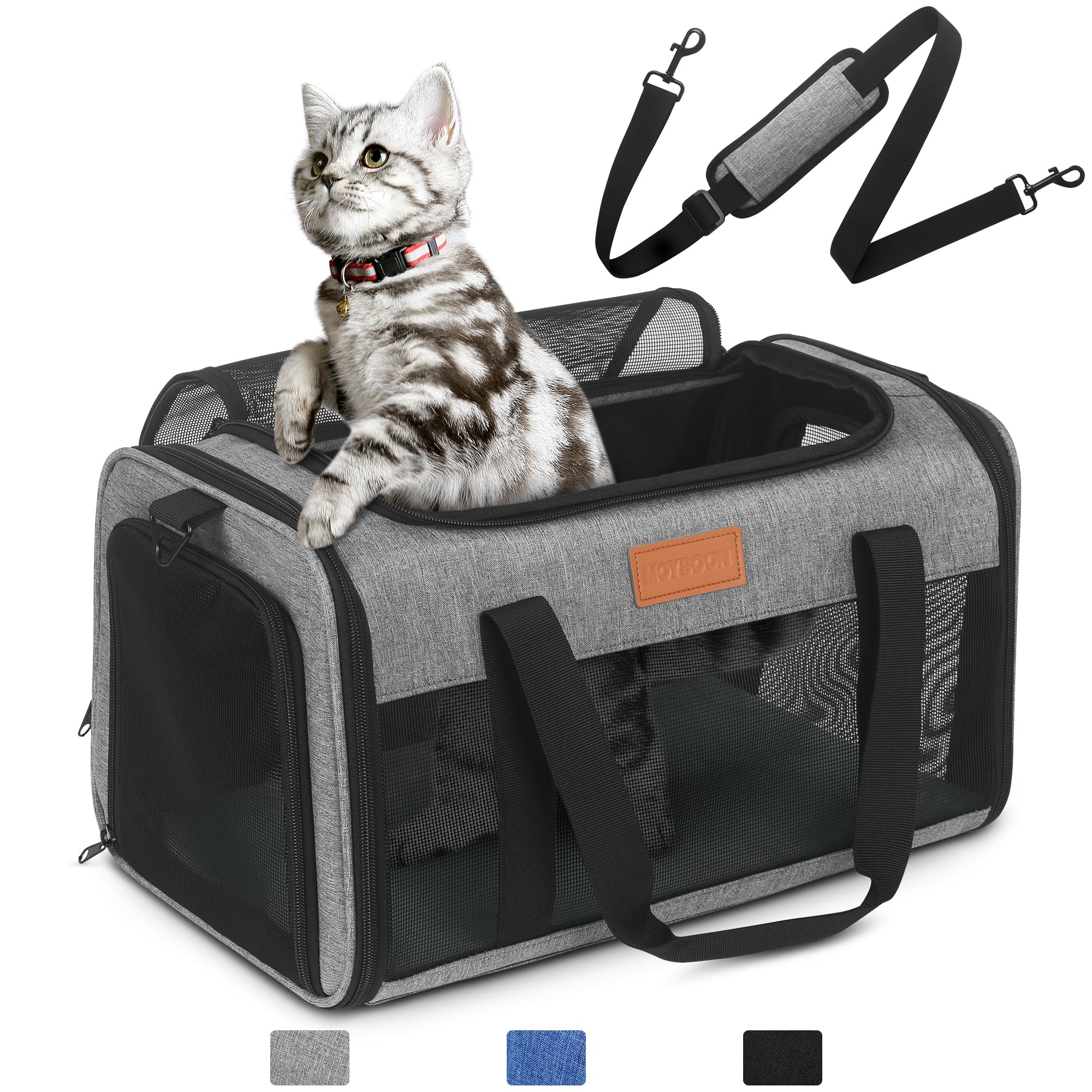 Petux transportín para mascotas, vista frontal, ideal para viajar con gatos o perros pequeños.