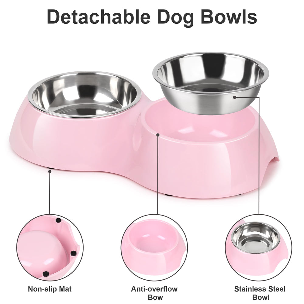 Petvillage dos cuencos de 120 ml rosa, ideal para gatitos.
