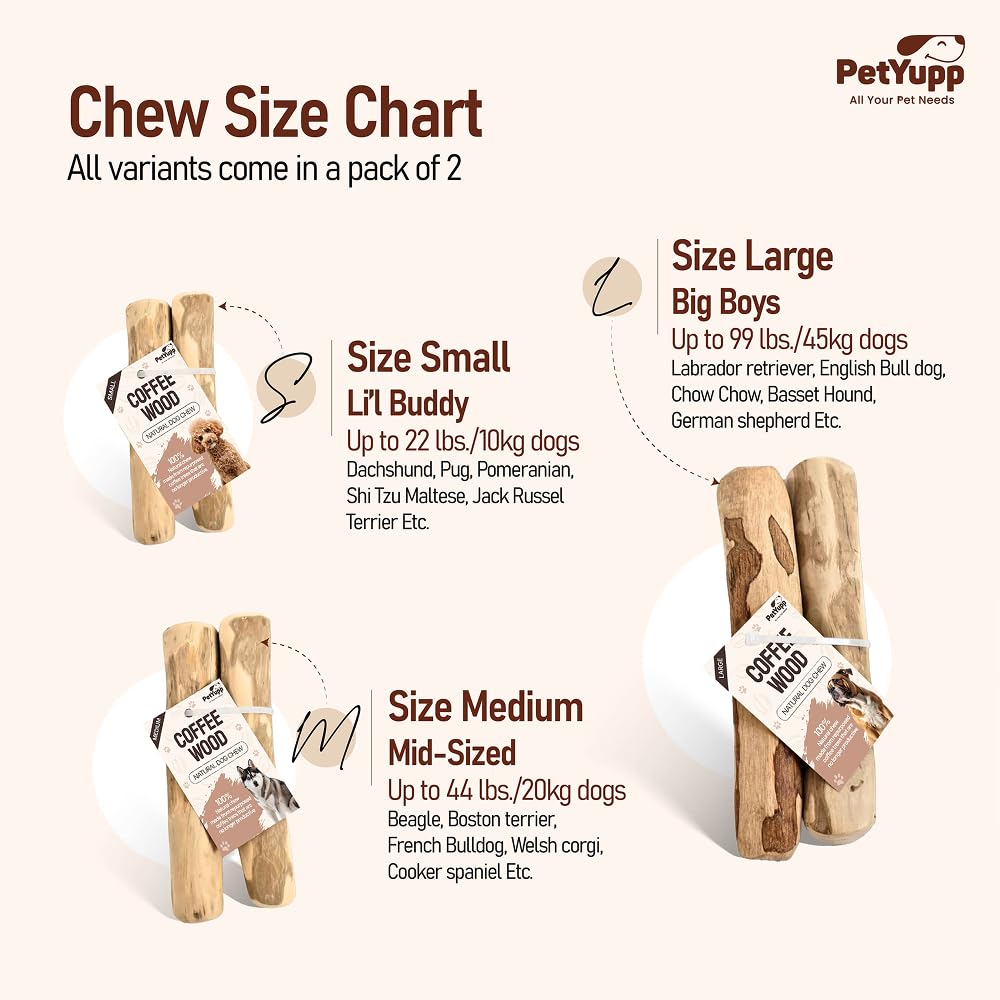 PetYupp masticación diaria con madera de café, favorece juego y rutina.