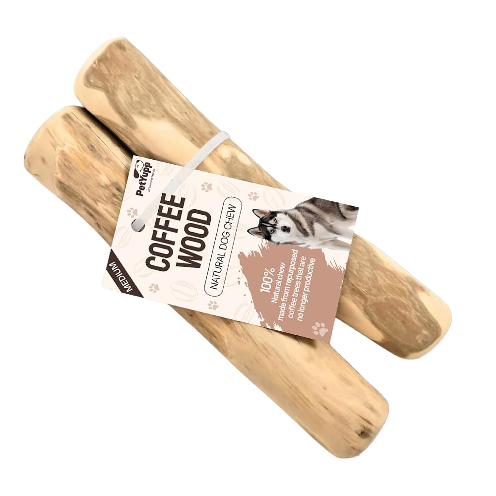 PetYupp palito de madera de café natural para perros medianos, masticación segura.