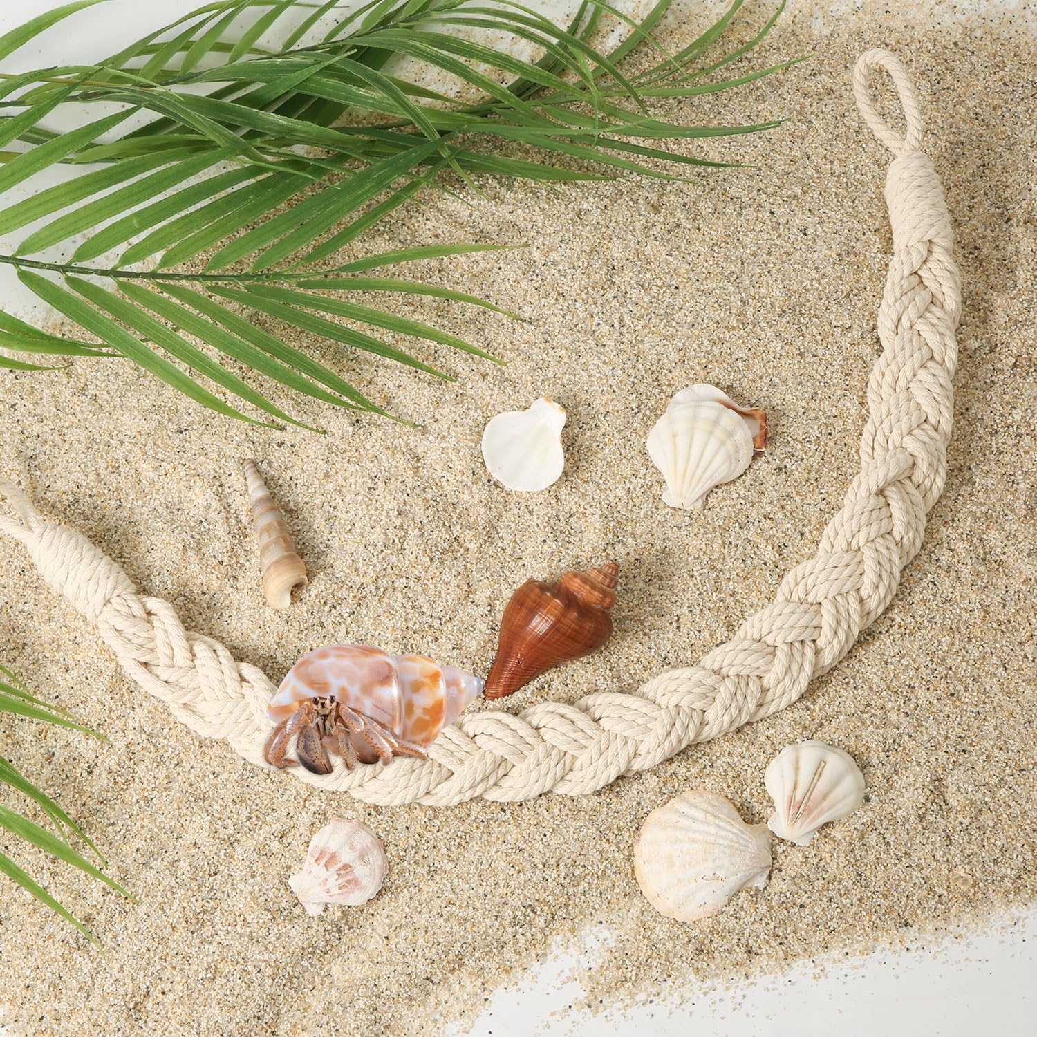 Peutier cuerda trenzada de algodón beige, superficie suave y resistente