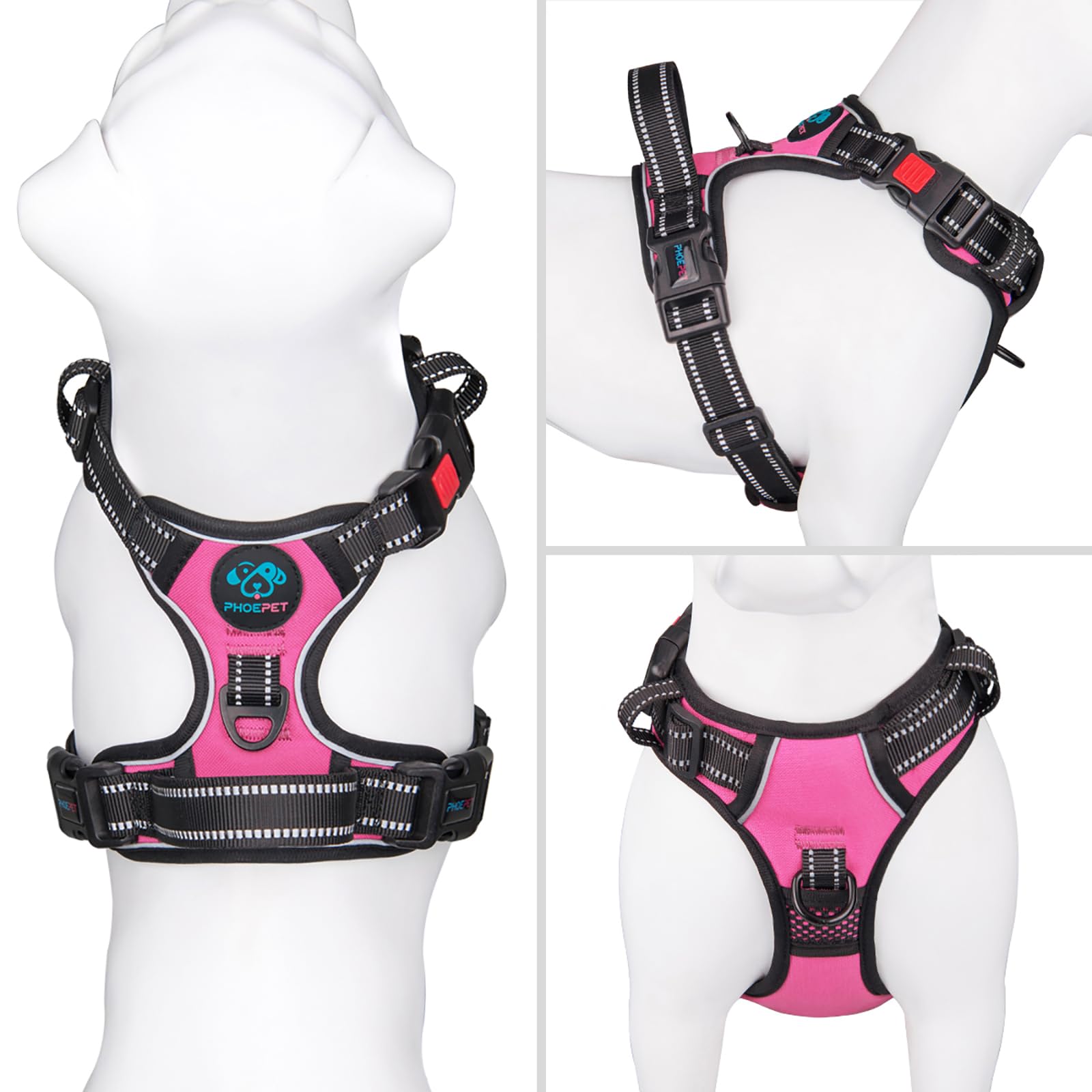 PHOEPET arnés con dos anillos metálicos para mejor control.
