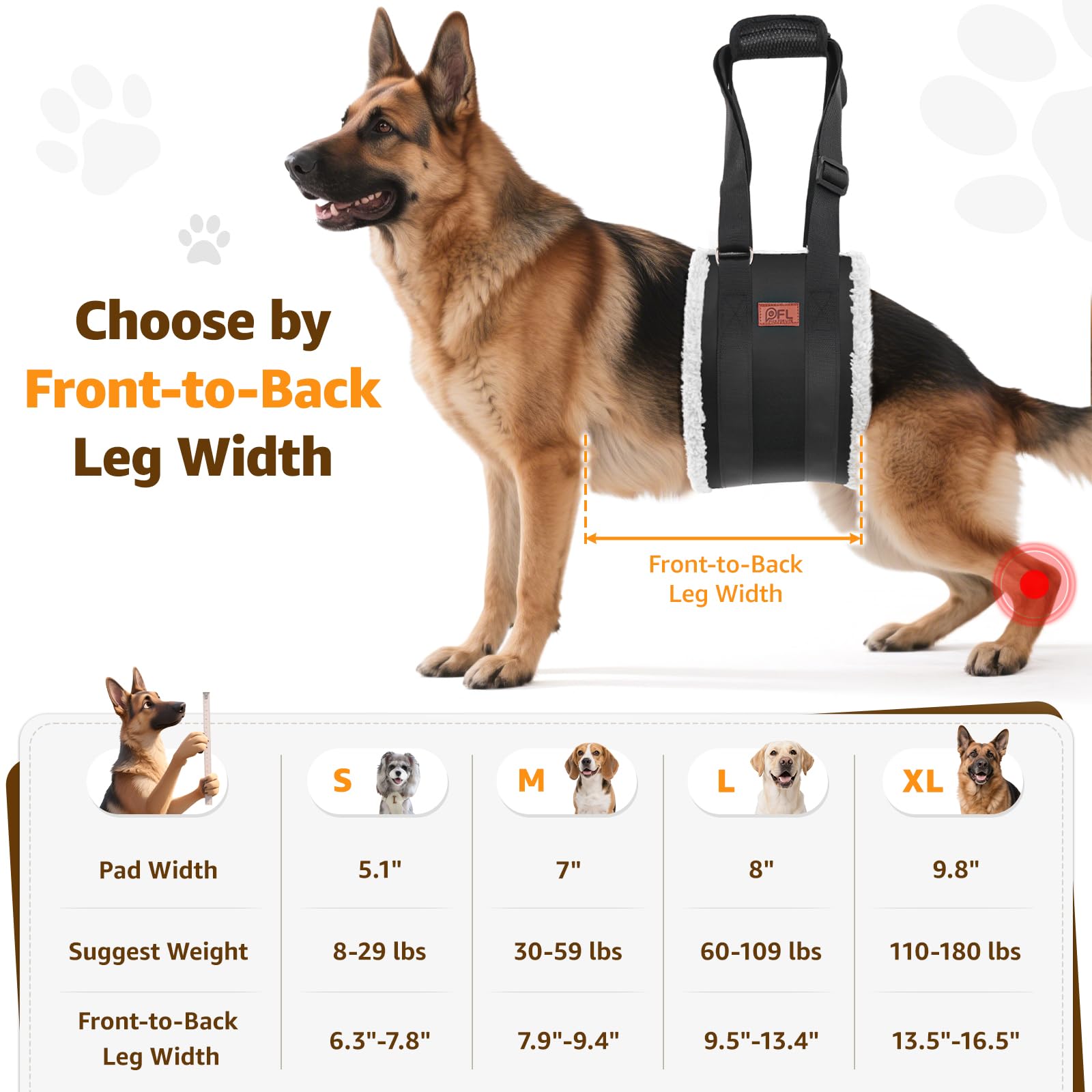 PICK FOR LIFE: asas acolchadas del arnés, agarre cómodo para levantar al perro.
