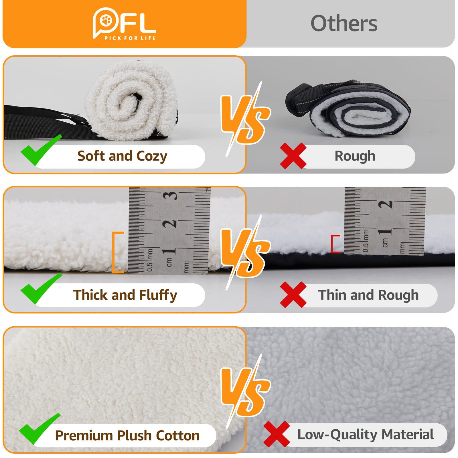 PICK FOR LIFE forro interior de peluche para mayor confort del perro