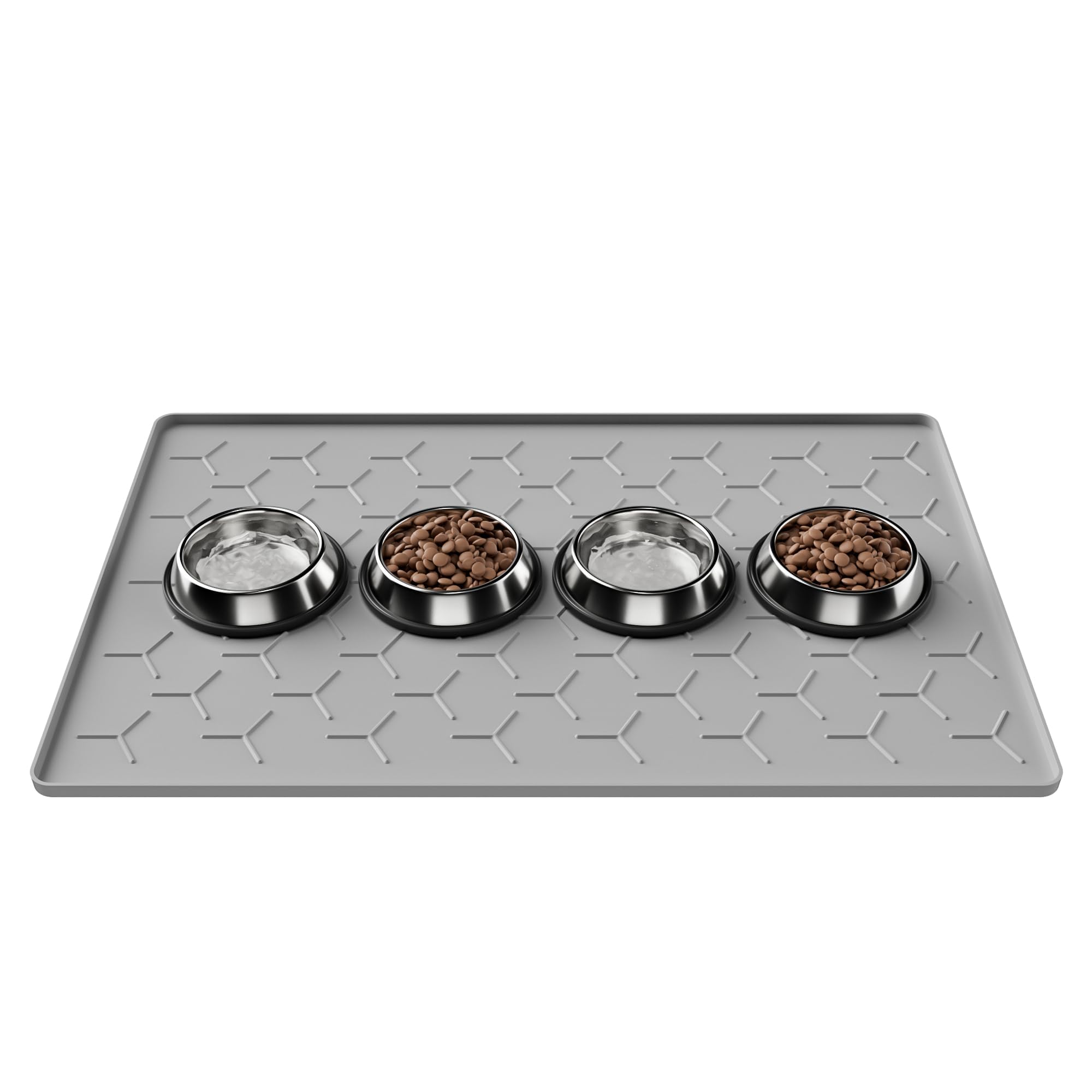 Alfombra Pieviev para comida de perros y gatos con borde alto previene derrames.