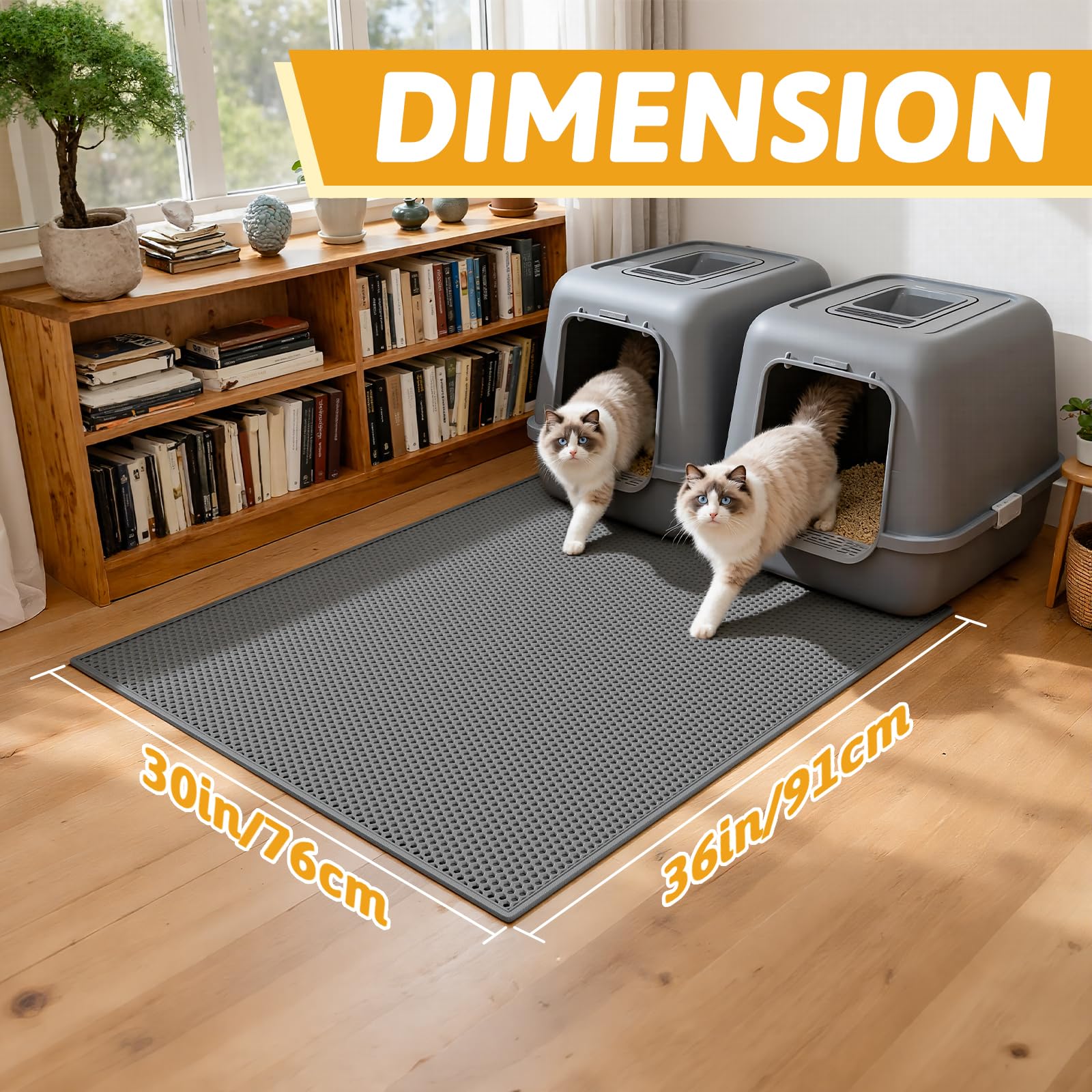 Pieviev alfombrilla anti-rastro para arena de gatos, evita que la arena se disperse.