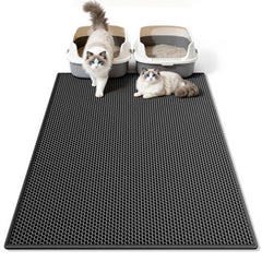 Pieviev alfombrilla para arena de gato, doble capa, captura la arena al instante