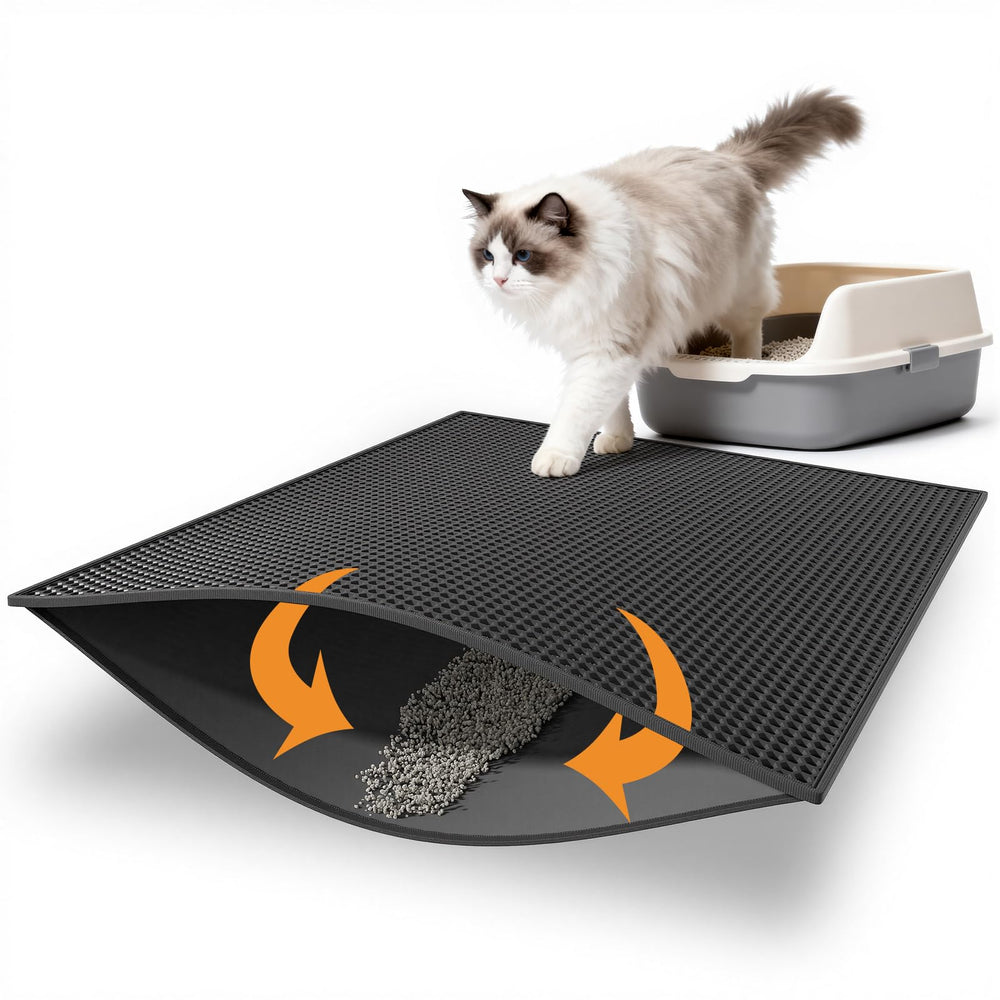 Tapete Pieviev para arena de gato, doble capa, captura la arena para limpieza rápida