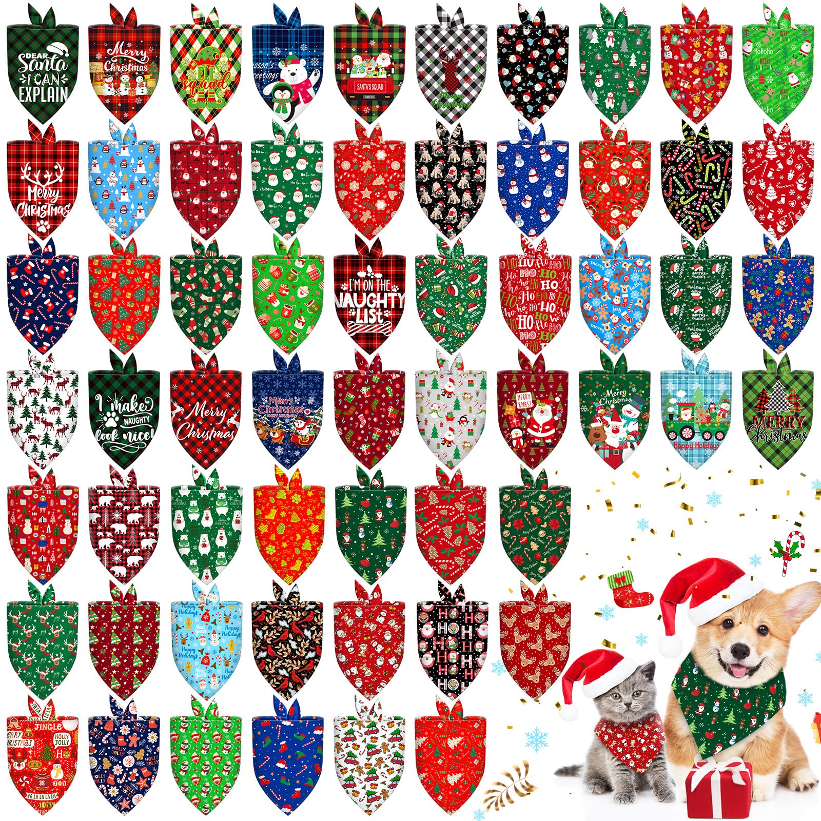 Bandanas Piklodo con patrones navideños para perros, ideal para lucir en fiestas.