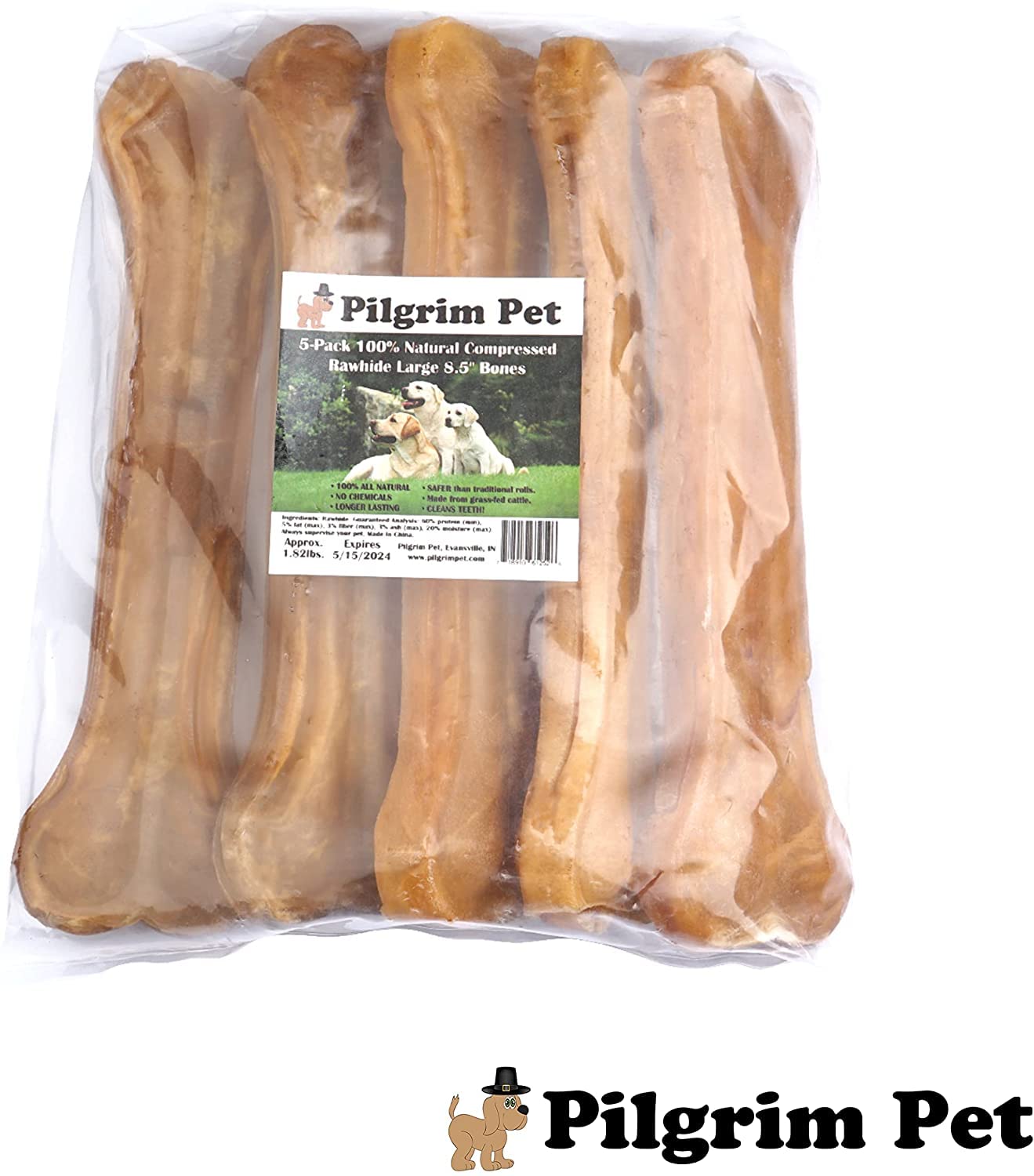 Pilgrim Pet huesos grandes para mayor duración y recompensa.