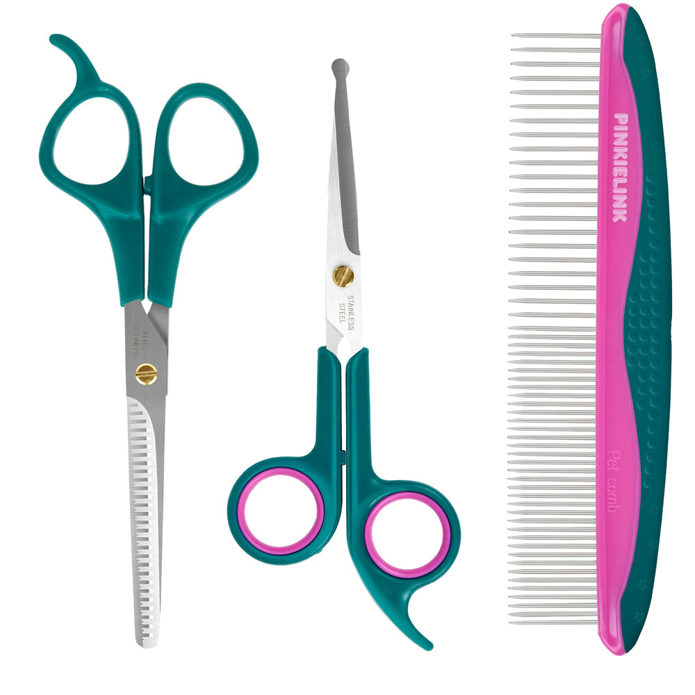 PINKIELINK kit de peluquería para mascotas con tijeras de acero inoxidable de precisión.