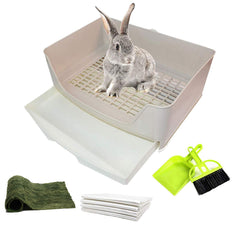 PINVNBY caja-latrina esquina grande marrón para conejos y roedores, facilita uso diario.